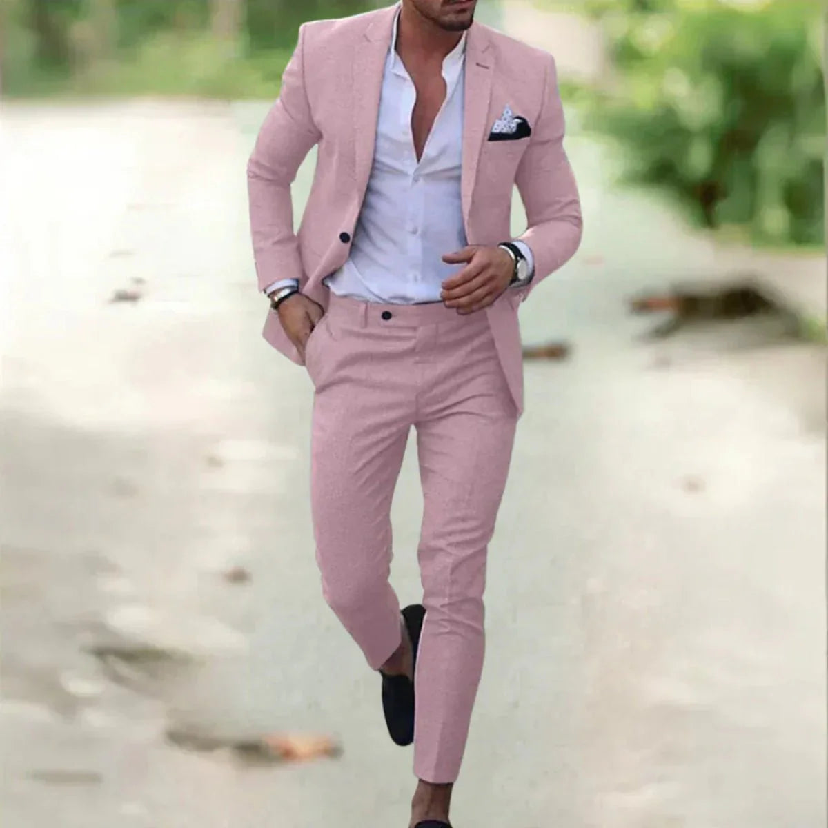 Benson Men's Suit with Tailored Jacket and Matching Trousers for Weddings and Formal Events 6