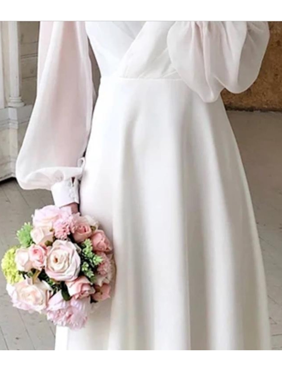 Breezy Women's Wedding Dress with Classic Long Sleeves and Flowing Silhouette 2