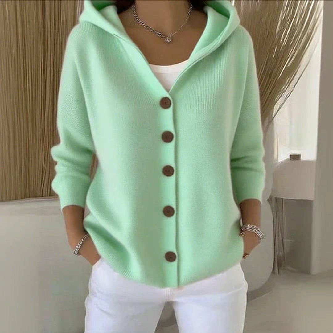 Clara Women’s Cardigan Sweater with Hood and Button Placket in Relaxed Fit 8