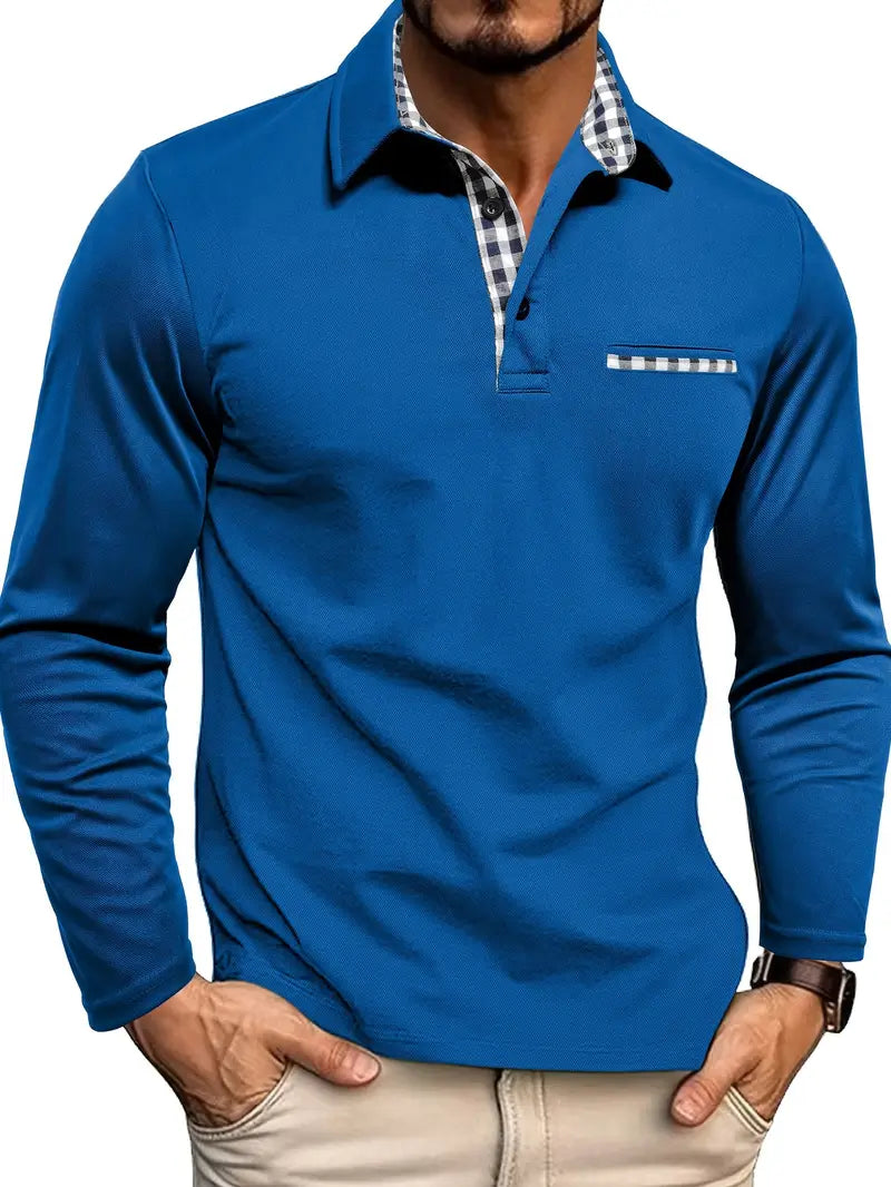 Crisp Men's Polo Shirt with Long Sleeves and Classic Collar for Winter Wear 4