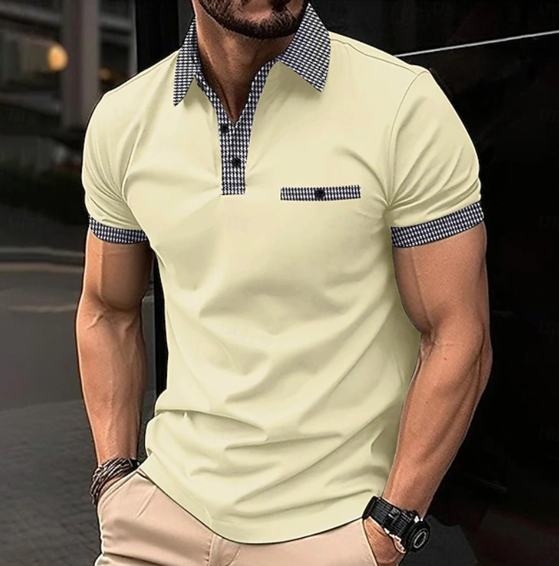 Easton Men’s Polo Shirt with Checkered Collar and Comfortable Fit 6
