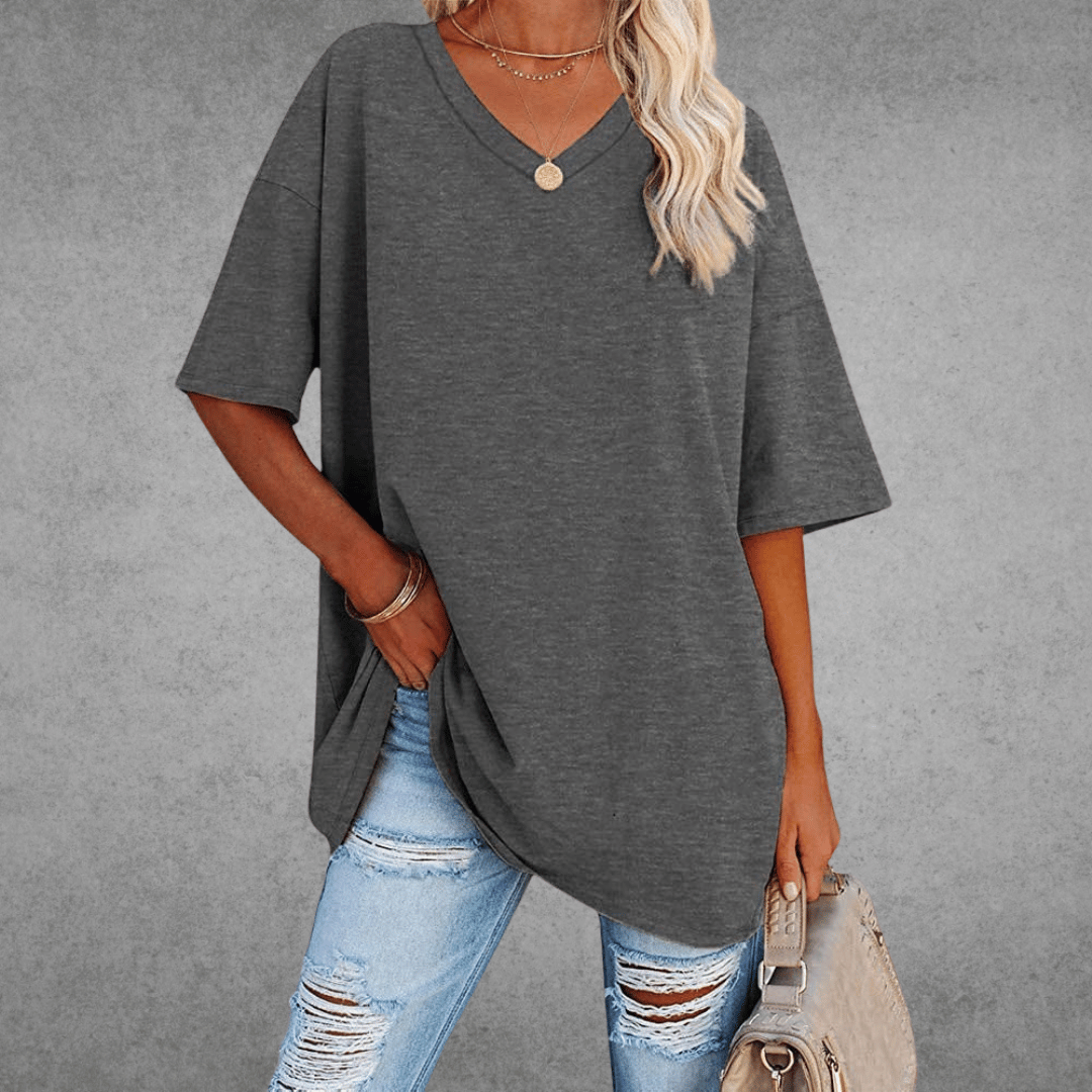 Fiona Women’s T-Shirt with Oversize V-Neck and Relaxed Silhouette 14