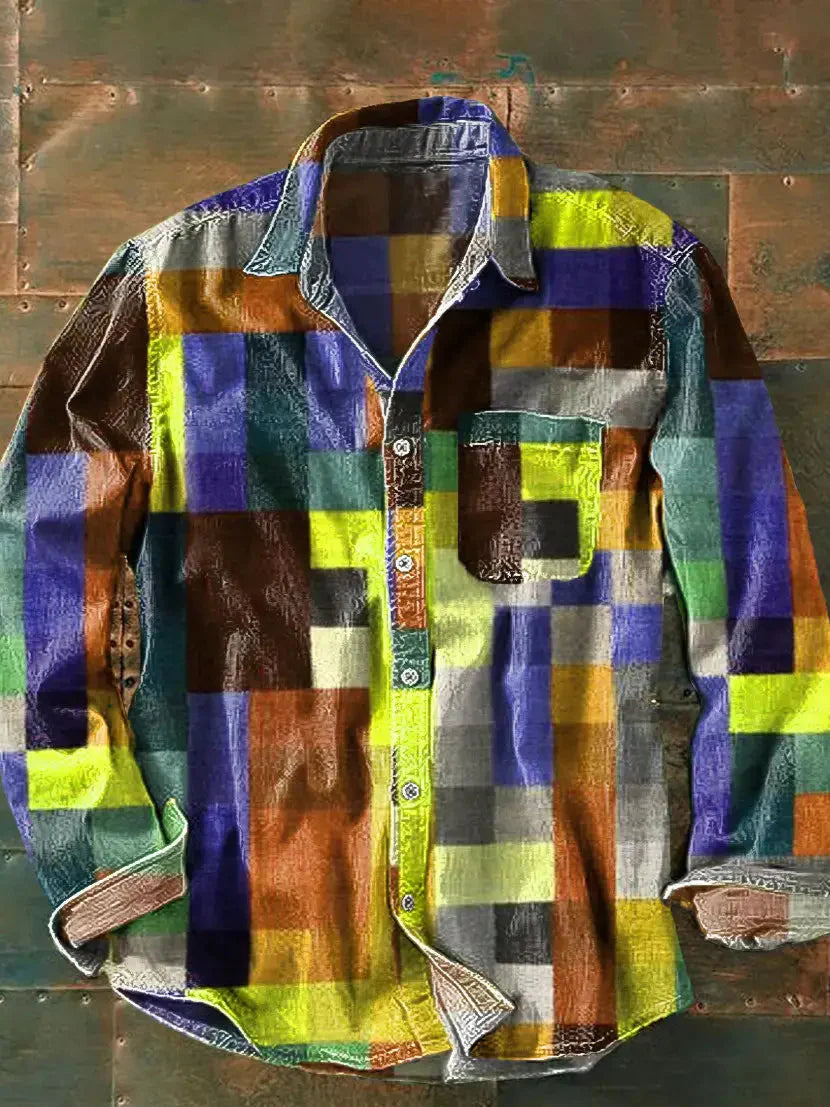Francis Men’s Shirt with Unique Patchwork Design and Long Sleeves 3