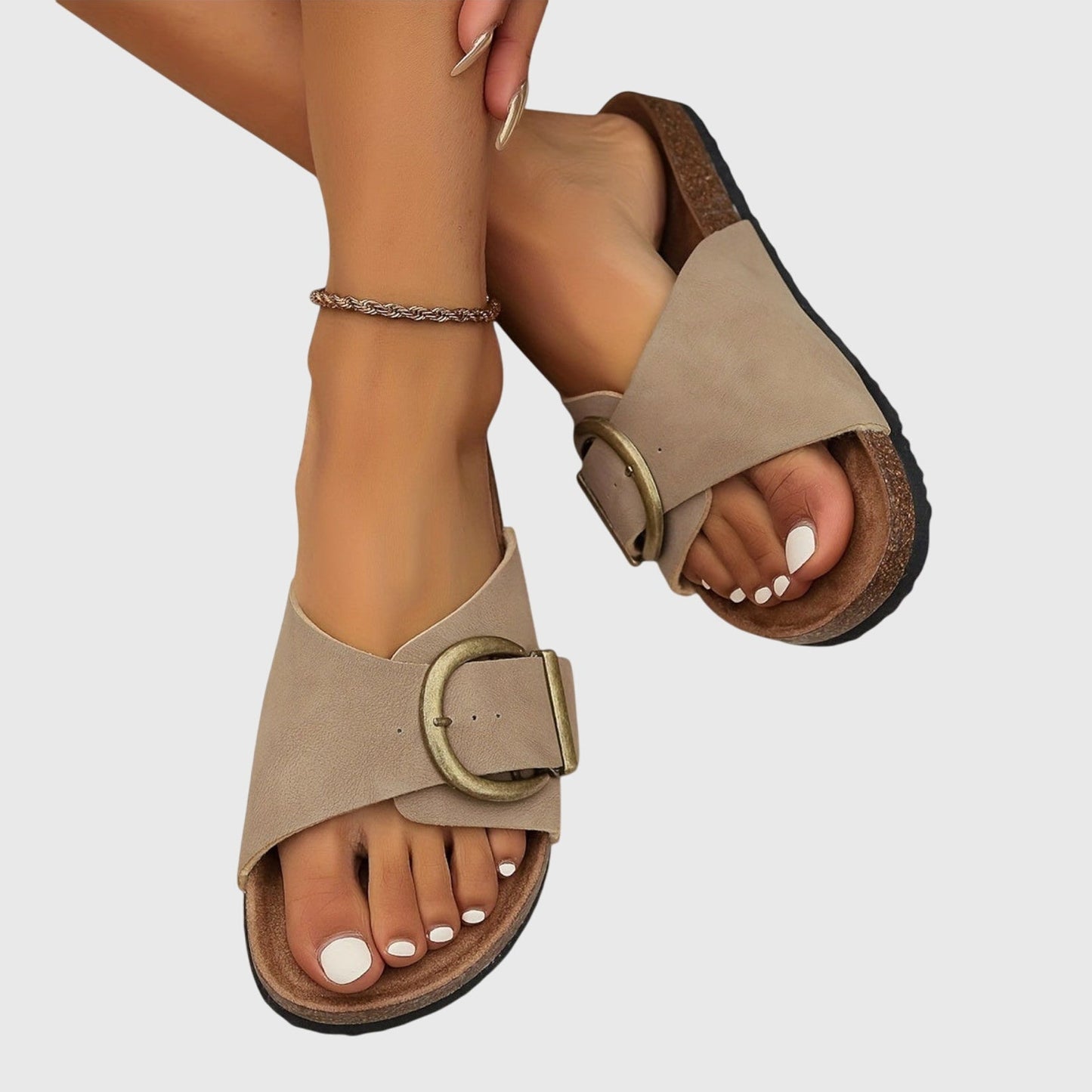 Frieda Women’s Sandals with Slip-On Design and Decorative Buckle Detail 2