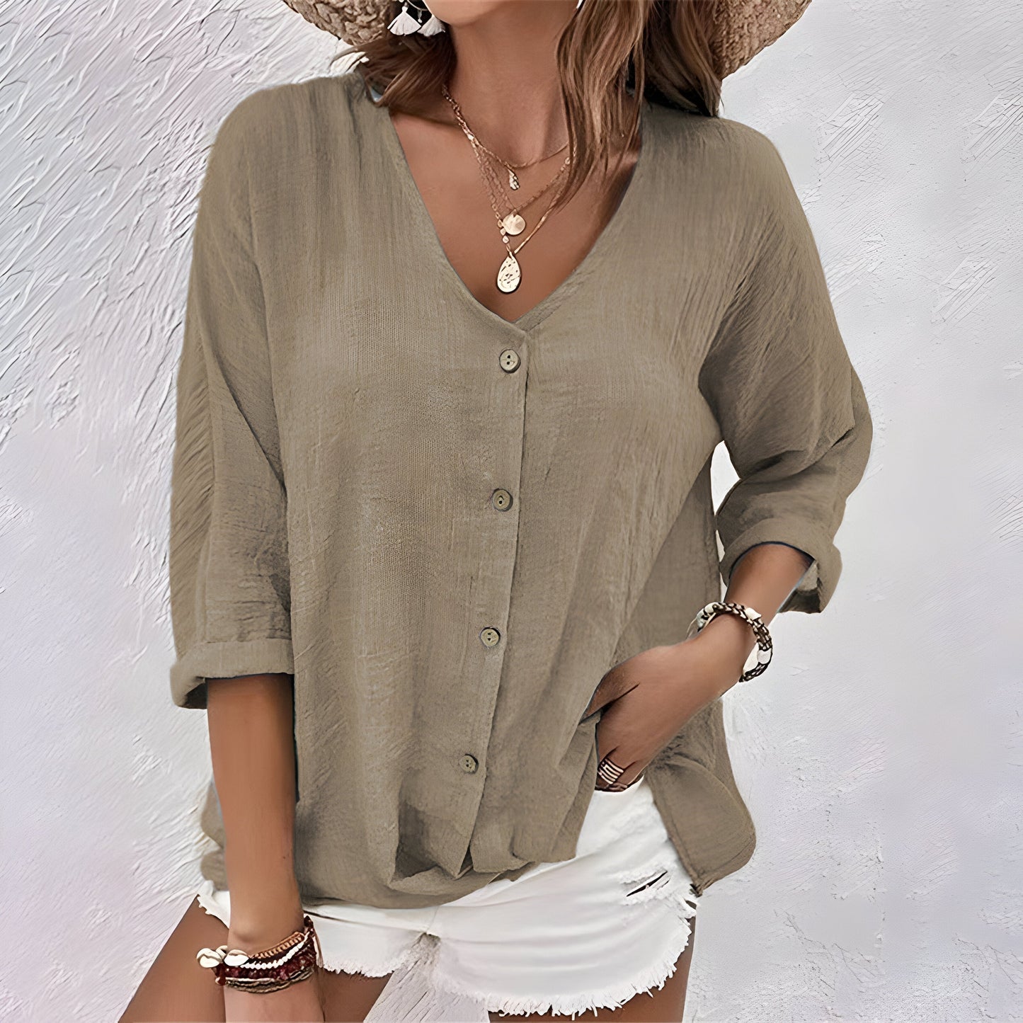 Giana Women’s Blouse with Relaxed Fit and Button-Up Front 6