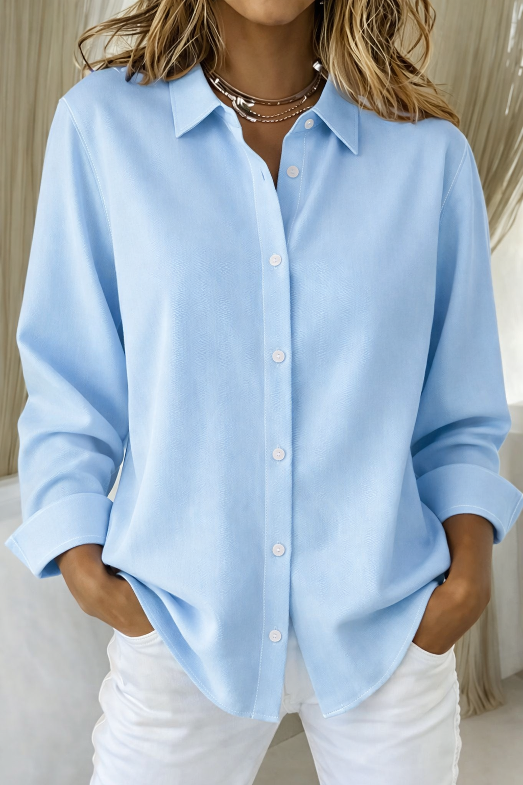 Kara Women’s Blouse with Minimalist Design and Button Placket 5