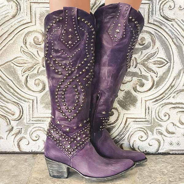 Karla Women’s Western Ankle Boots with Studs and High Heels 4