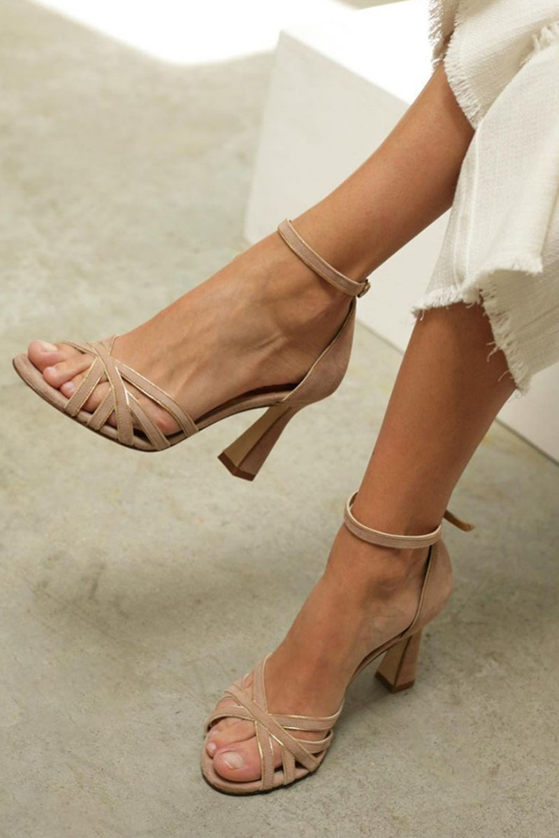 Kathrin Women’s Patchwork Peep Toe High Heels with Balanced Heel Design 0