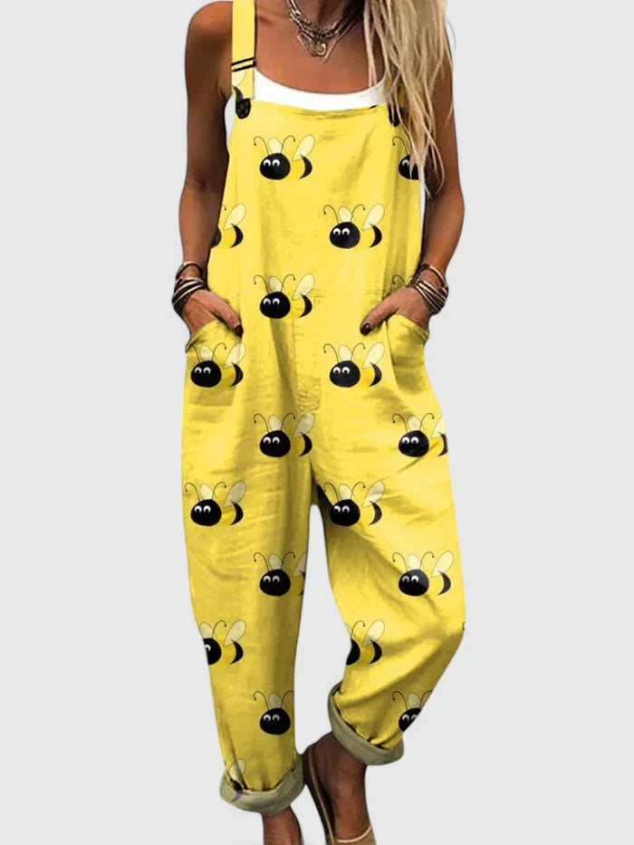 Lilian Women’s Jumpsuit with Playful Bee Print and Relaxed Fit 0