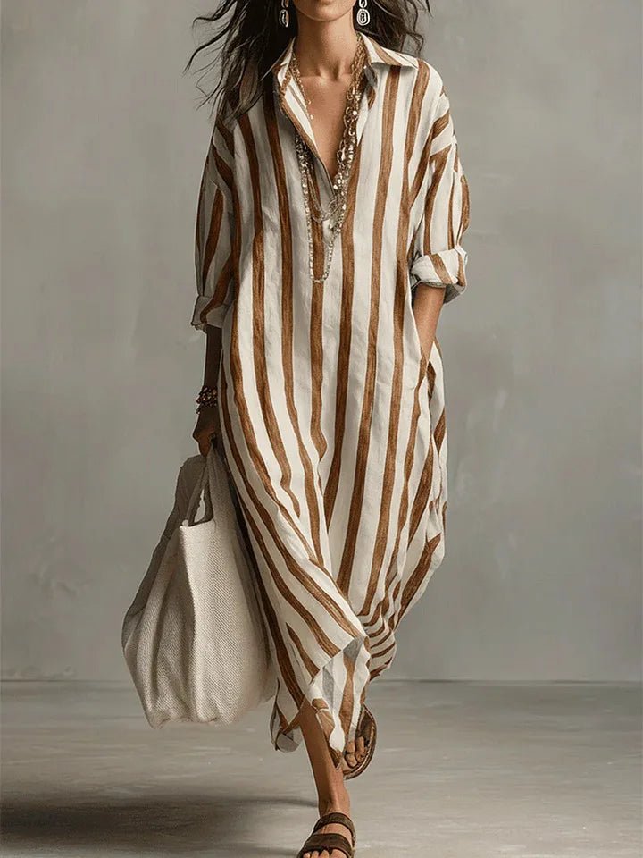 Luna Women’s Maxi Dress with Striped Pattern and Oversized Fit 6