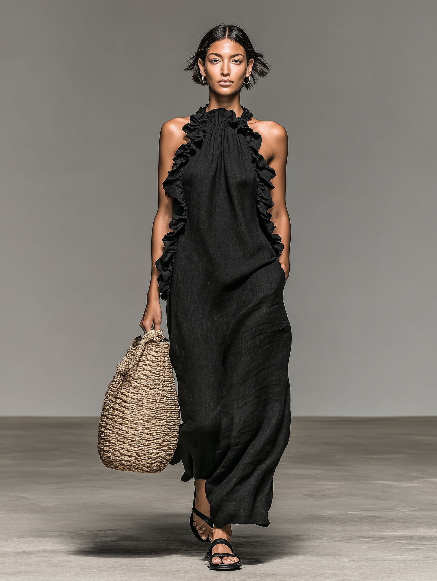 Luna Women’s Sleeveless Maxi Dress with Ruffle Details 7