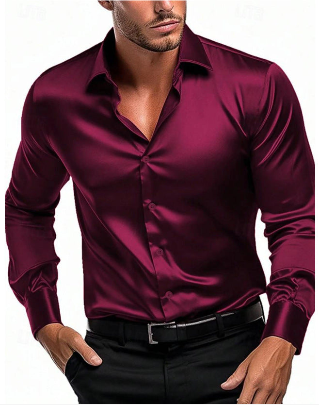 Luxe Men's Silk Shirt | Elegant Italian Collar, Breathable Fabric 6