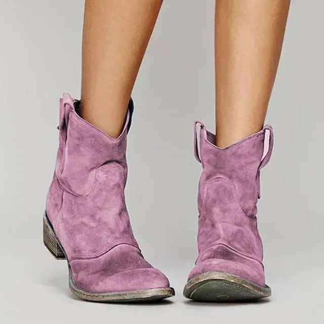 Mara Women’s Ankle Boots with Curved Heel and Western Stitching 4