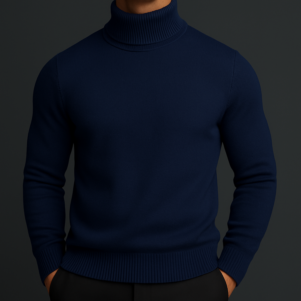 Savoni Men’s Turtleneck Sweater with Ribbed Collar and Hand-Stitched Lining 10