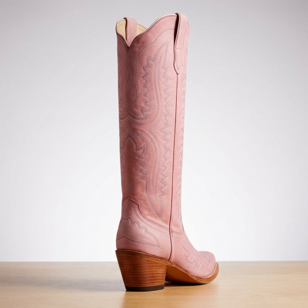 Sierra Women's Cowgirl Boots with Knee-High Design and Block Heel 8
