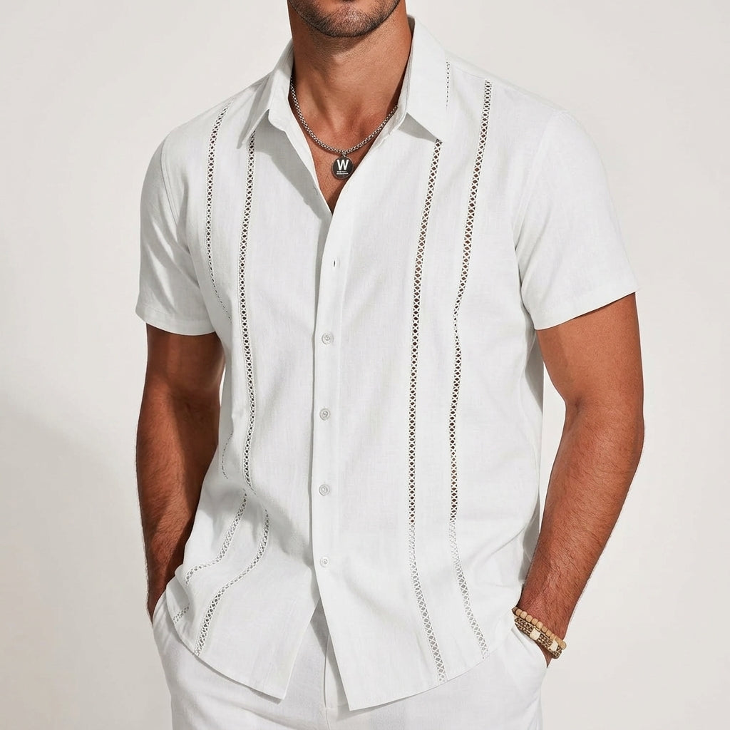 Soleil Men’s Shirt with Breathable Linen Blend and Contemporary Cuban Design 7