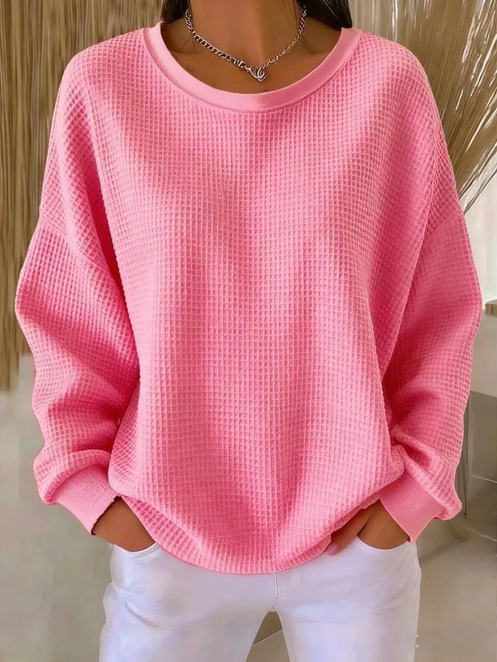 Sora Women’s Oversized Sweater with Textured Waffle Knit and Relaxed Fit Design 9
