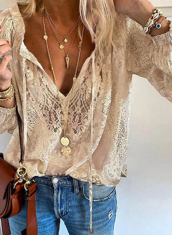 Tamara Women’s Boho Blouse with V-Neck and Flowing Fit 4