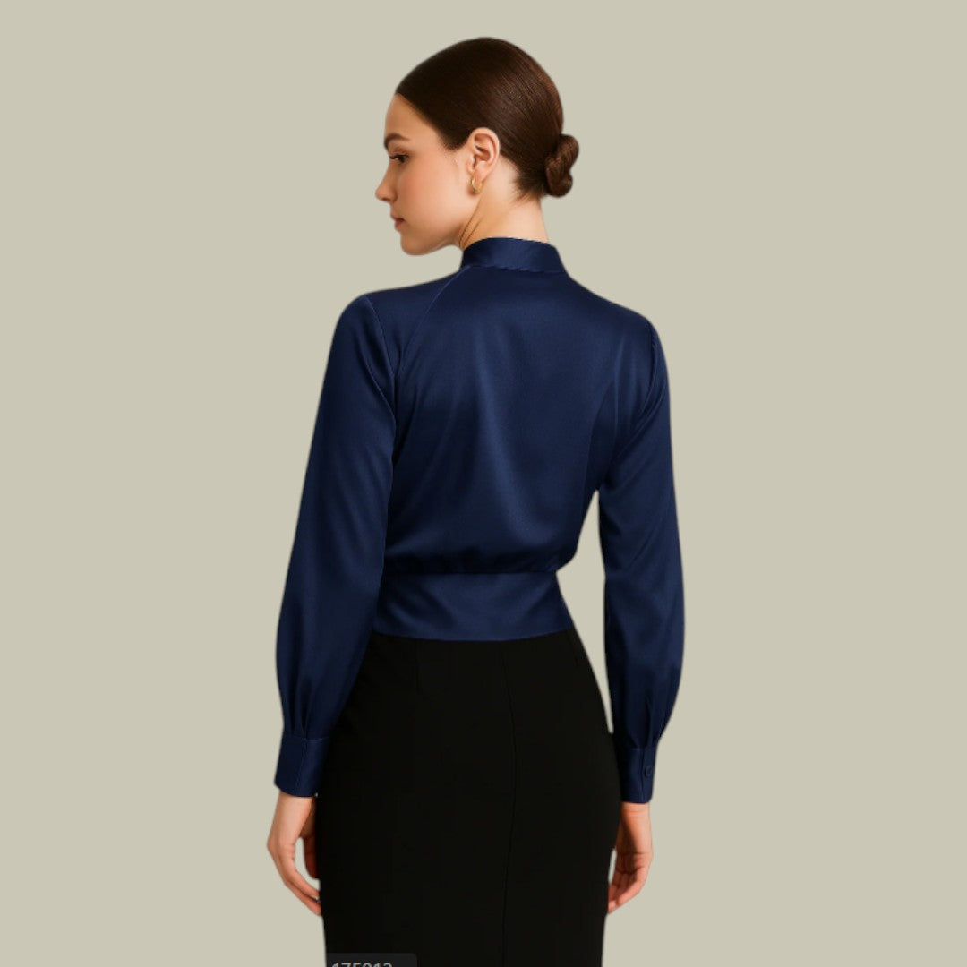 Verena Women’s Satin Wrap Blouse with Elegant Silhouette 2