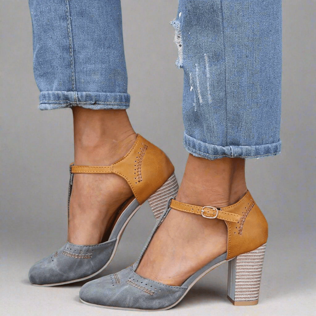Viva Women’s Dress Shoes with T-Strap Design and Block Heel 1