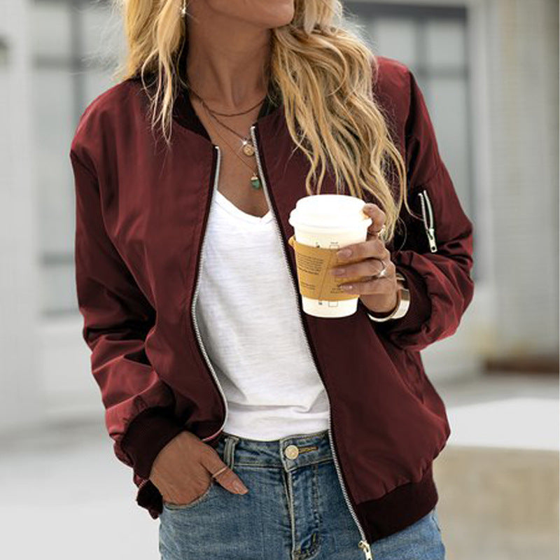 Aera Women’s Bomber Jacket with Front Zip and Elastic Cuffs 1