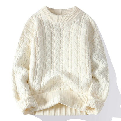 Aero Men's Pullover Sweater with Cable Knit Pattern and Ribbed Cuffs 0
