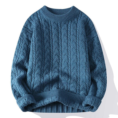 Aero Men's Pullover Sweater with Cable Knit Pattern and Ribbed Cuffs 2