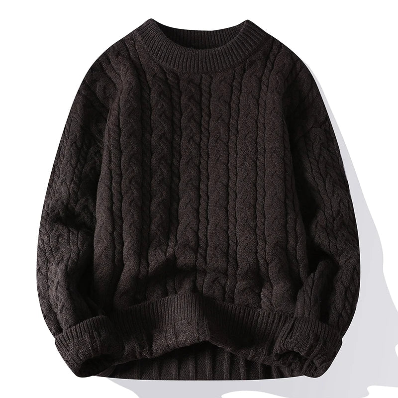 Aero Men's Pullover Sweater with Cable Knit Pattern and Ribbed Cuffs 3