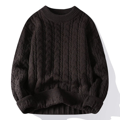 Aero Men's Pullover Sweater with Cable Knit Pattern and Ribbed Cuffs 3