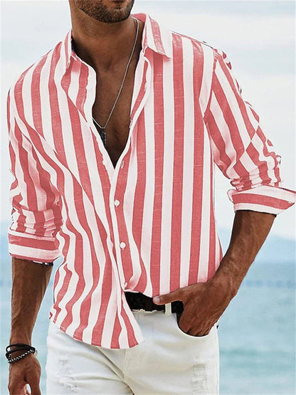Aero Men’s Shirt with Striped Pattern and Button-Down Collar 3