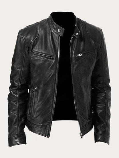 Aiden Men's Leather Biker Jacket | Genuine Leather, Tailored Fit 0
