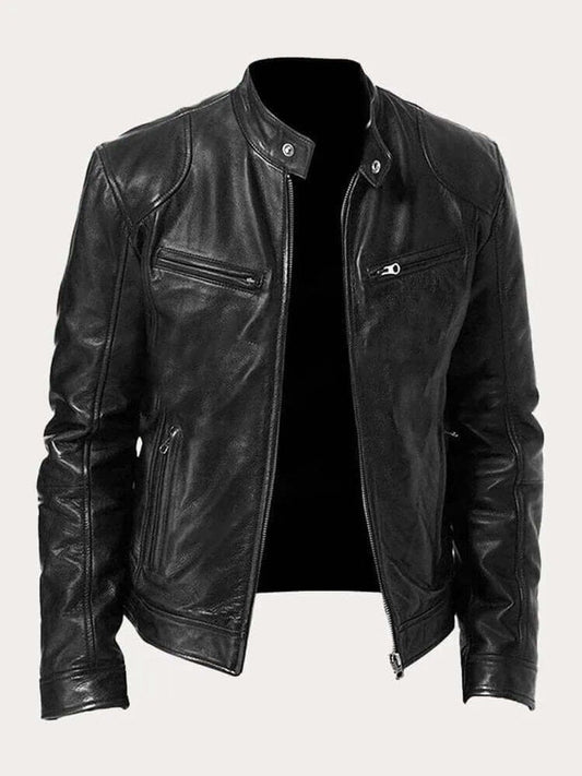 Aiden Men's Leather Biker Jacket | Genuine Leather, Tailored Fit 0