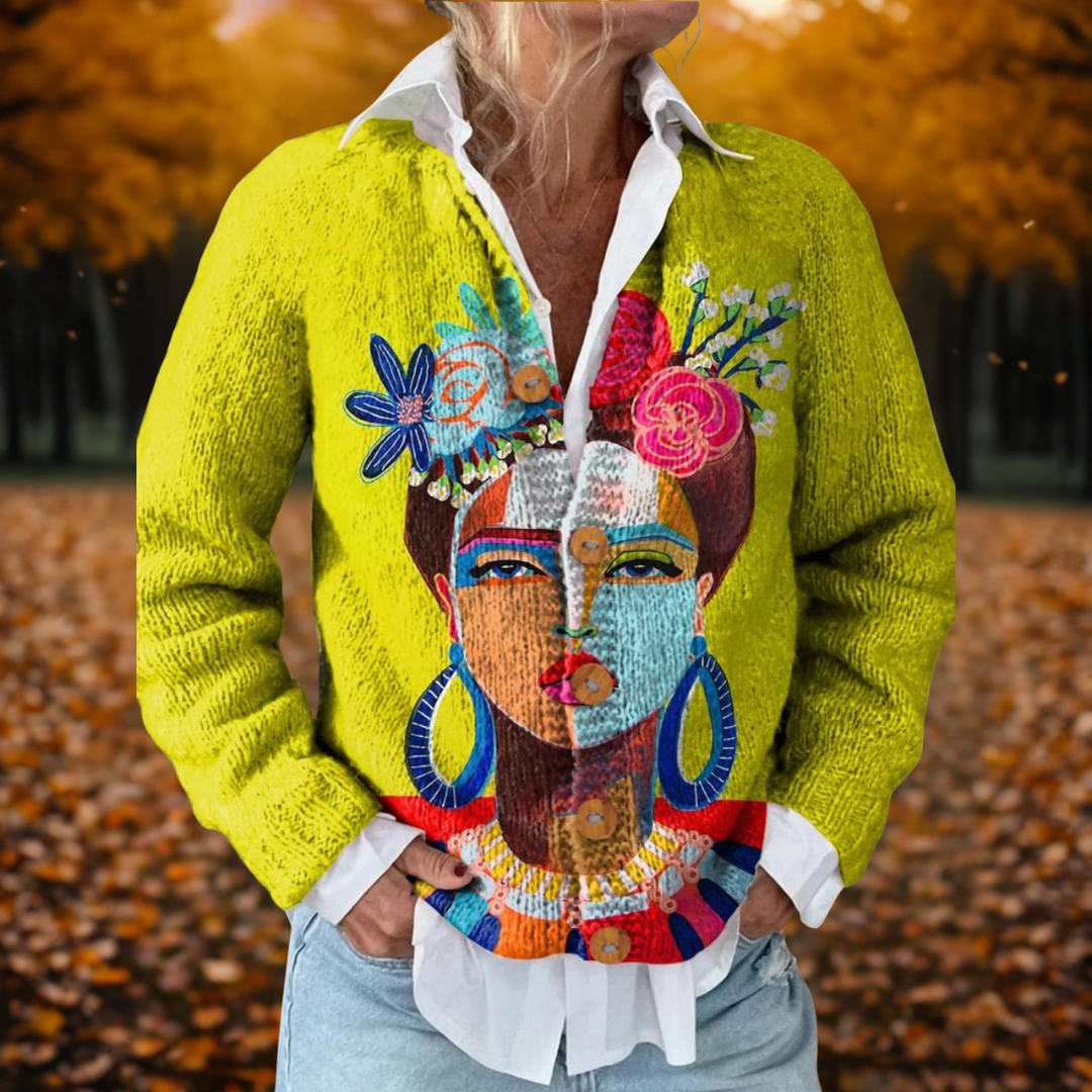 Alera Women's Cardigan | Art Printed, Breathable Knit 0