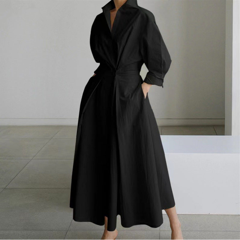 Alora Women’s Maxi Dress with Front Wrap and Collared Neckline 15