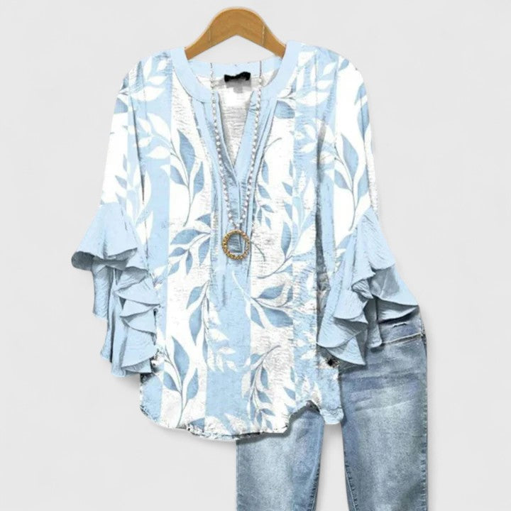 Althea Women’s Blouse with Floral Print and Ruffle Sleeves 6