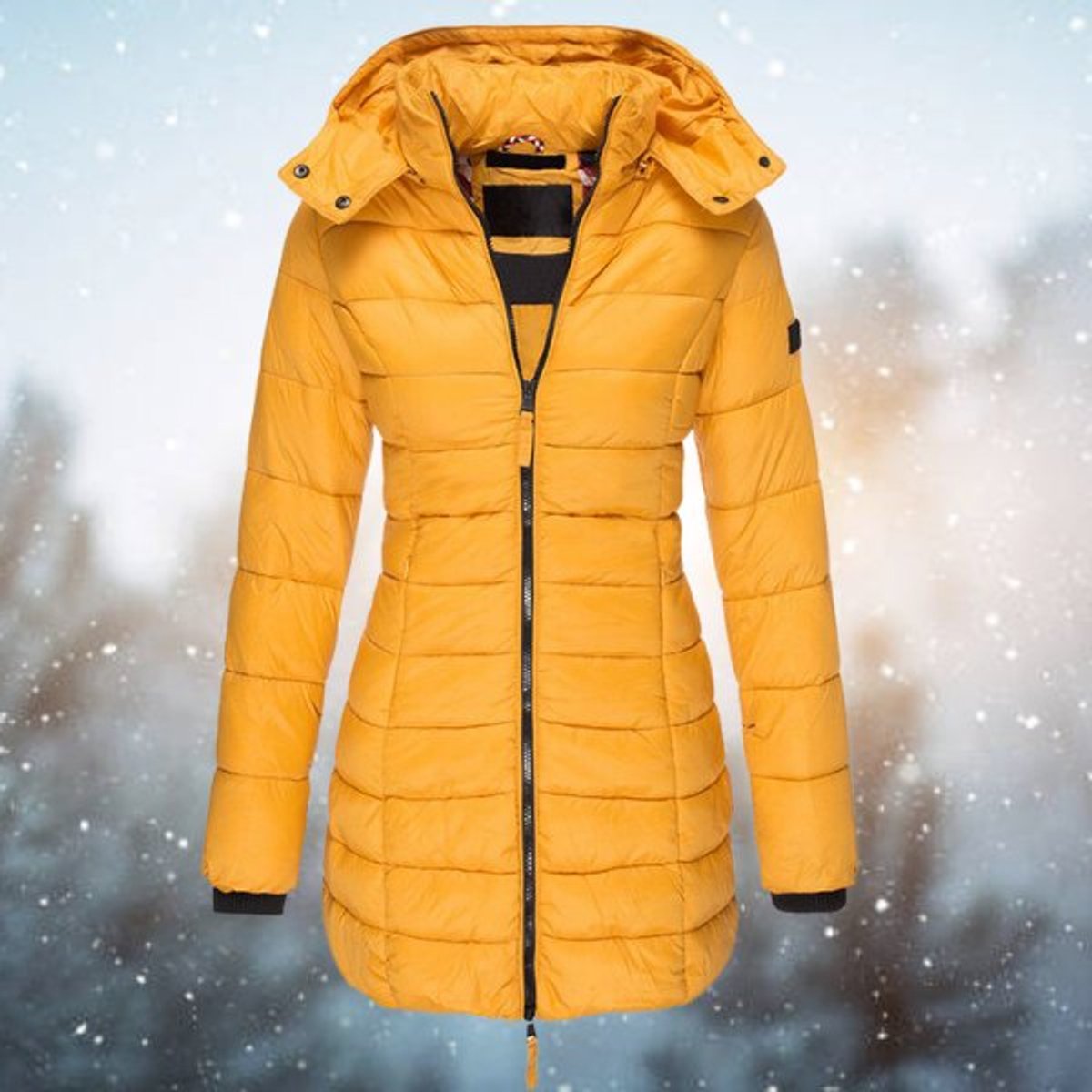 Amelia Women's Long Hooded Puffer Jacket | Quilted Insulation, Mid-Thigh Winter Coat 1