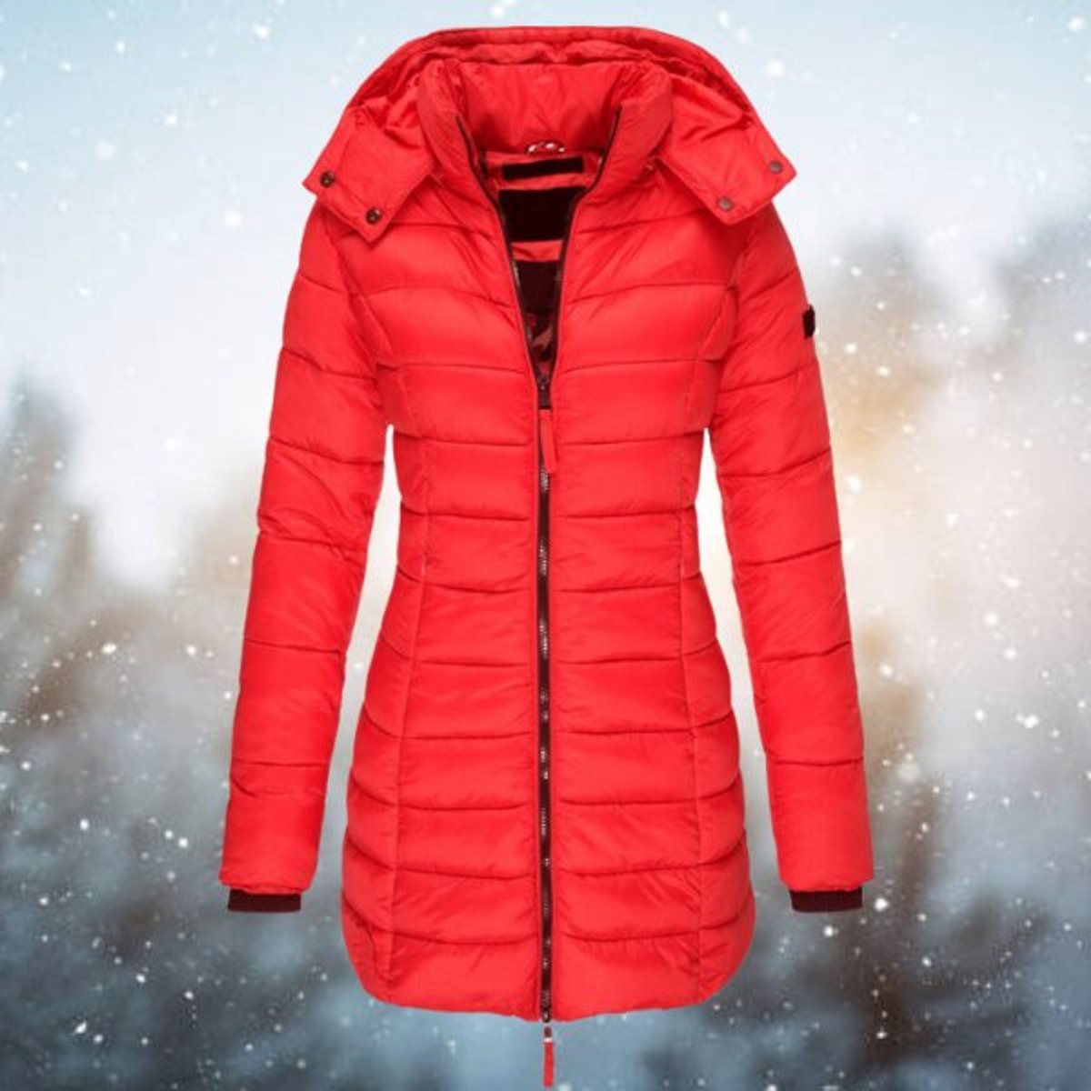 Amelia Women's Long Hooded Puffer Jacket | Quilted Insulation, Mid-Thigh Winter Coat 4