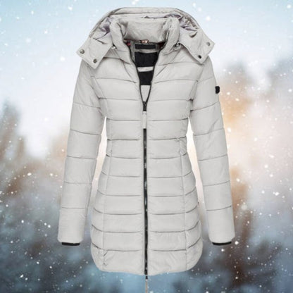 Amelia Women's Long Hooded Puffer Jacket | Quilted Insulation, Mid-Thigh Winter Coat 6