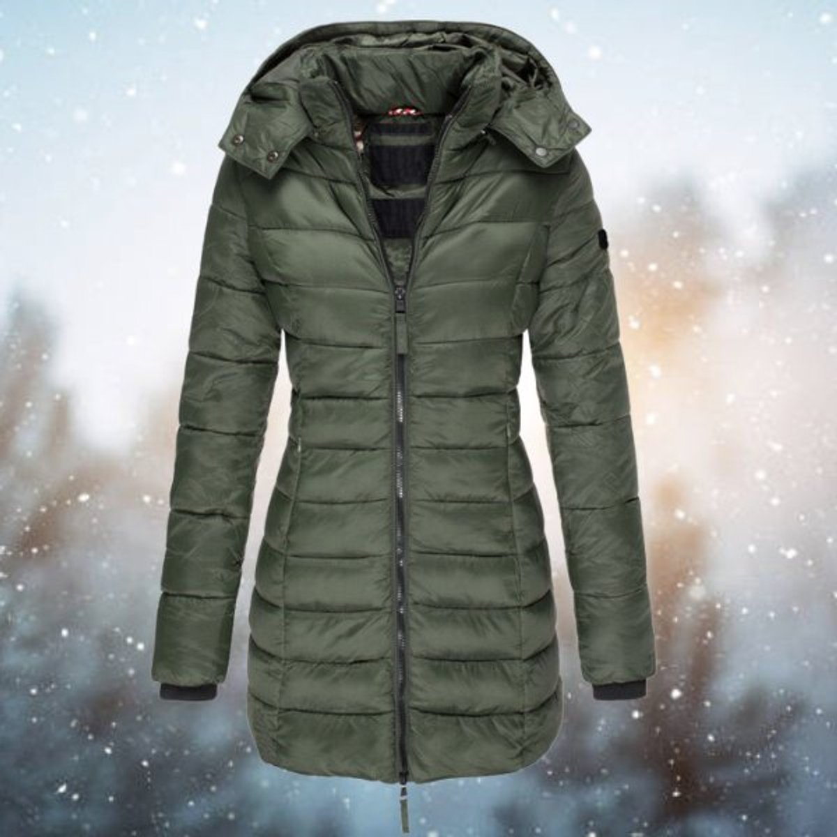 Amelia Women's Long Quilted Puffer Jacket | Hooded, Zip-Up Winter Coat 2
