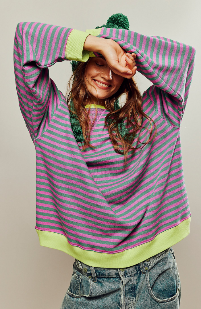 Anja Women’s Sweater with Classic Striped Crew Neck Design for Spring 0