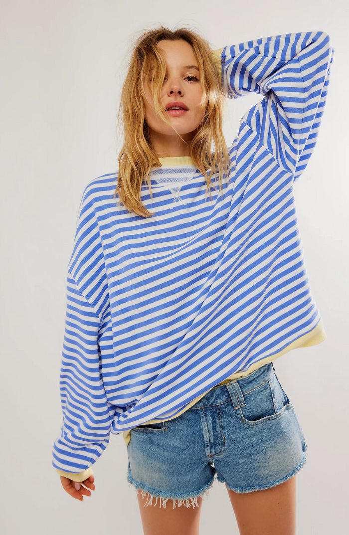 Anja Women’s Sweater with Classic Striped Crew Neck Design for Spring 1