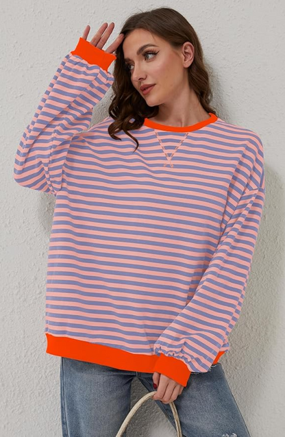 Anja Women’s Sweater with Classic Striped Crew Neck Design for Spring 2