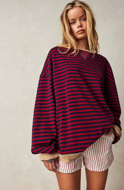 Anja Women’s Sweater with Classic Striped Crew Neck Design for Spring 4