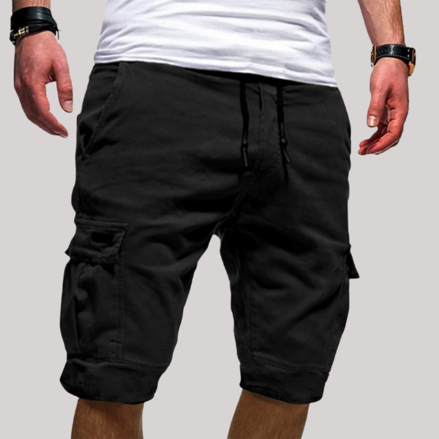 Anton Men's Cargo Shorts with Adjustable Drawstring Waist and Multi-Pocket Design 1