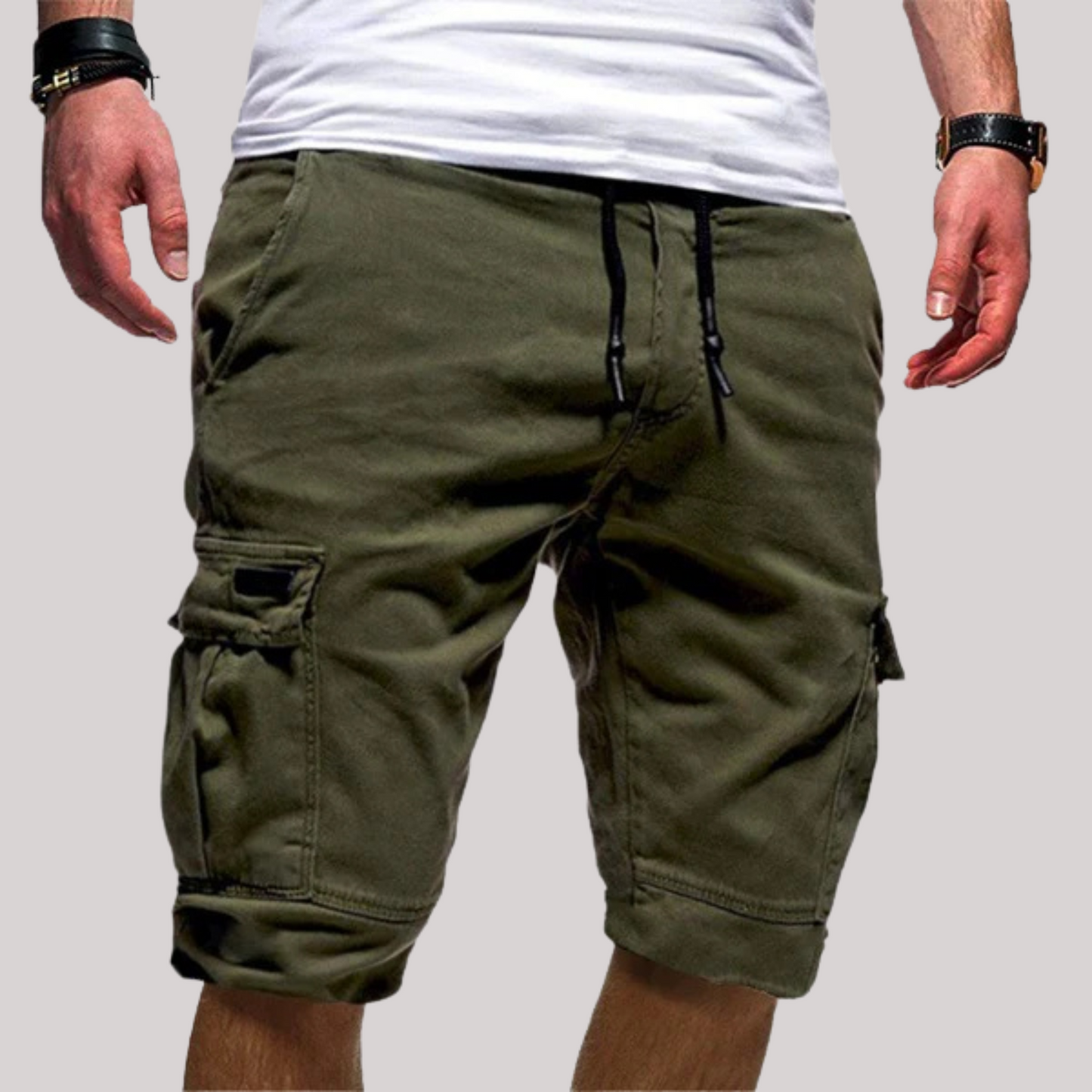 Anton Men's Cargo Shorts with Adjustable Drawstring Waist and Multi-Pocket Design 2