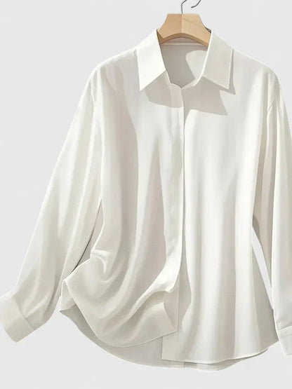 Anya Women’s Satin Blouse with Button Placket and Short Sleeves 1
