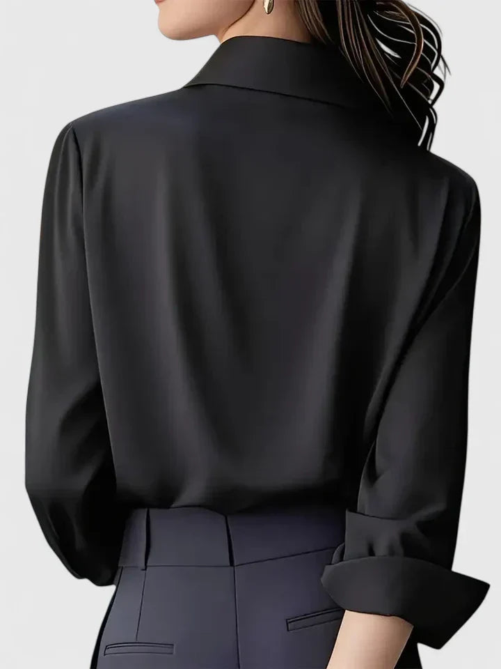 Anya Women’s Satin Blouse with Button Placket and Short Sleeves 3