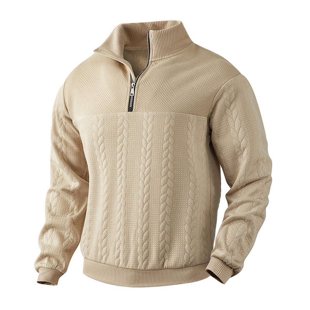 Archer Men's Quarter Zip Sweater | Cable Knit, Relaxed Fit 4