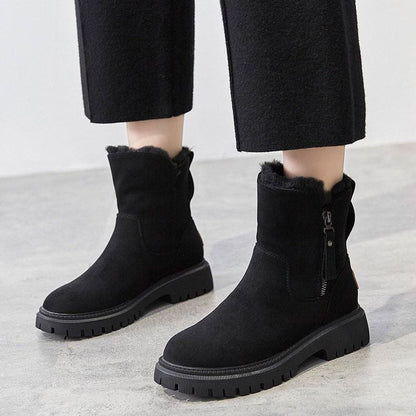 Arden Women's Black Ankle Boots | Fleece-Lined Suede Slip-On Booties 1