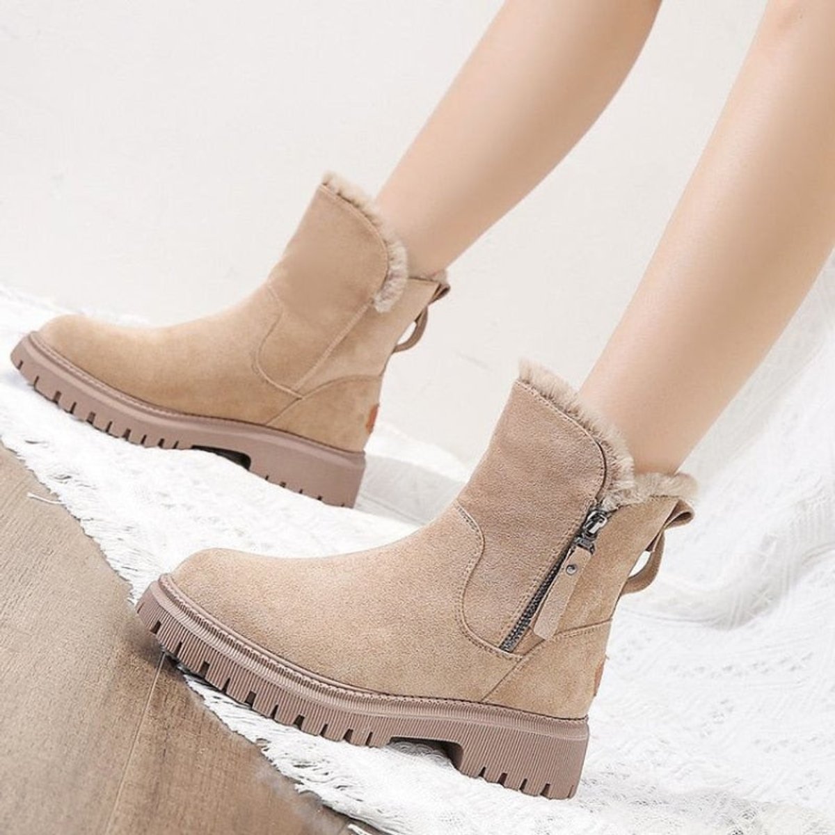 Arden Women's Black Ankle Boots | Fleece-Lined Suede Slip-On Booties 3